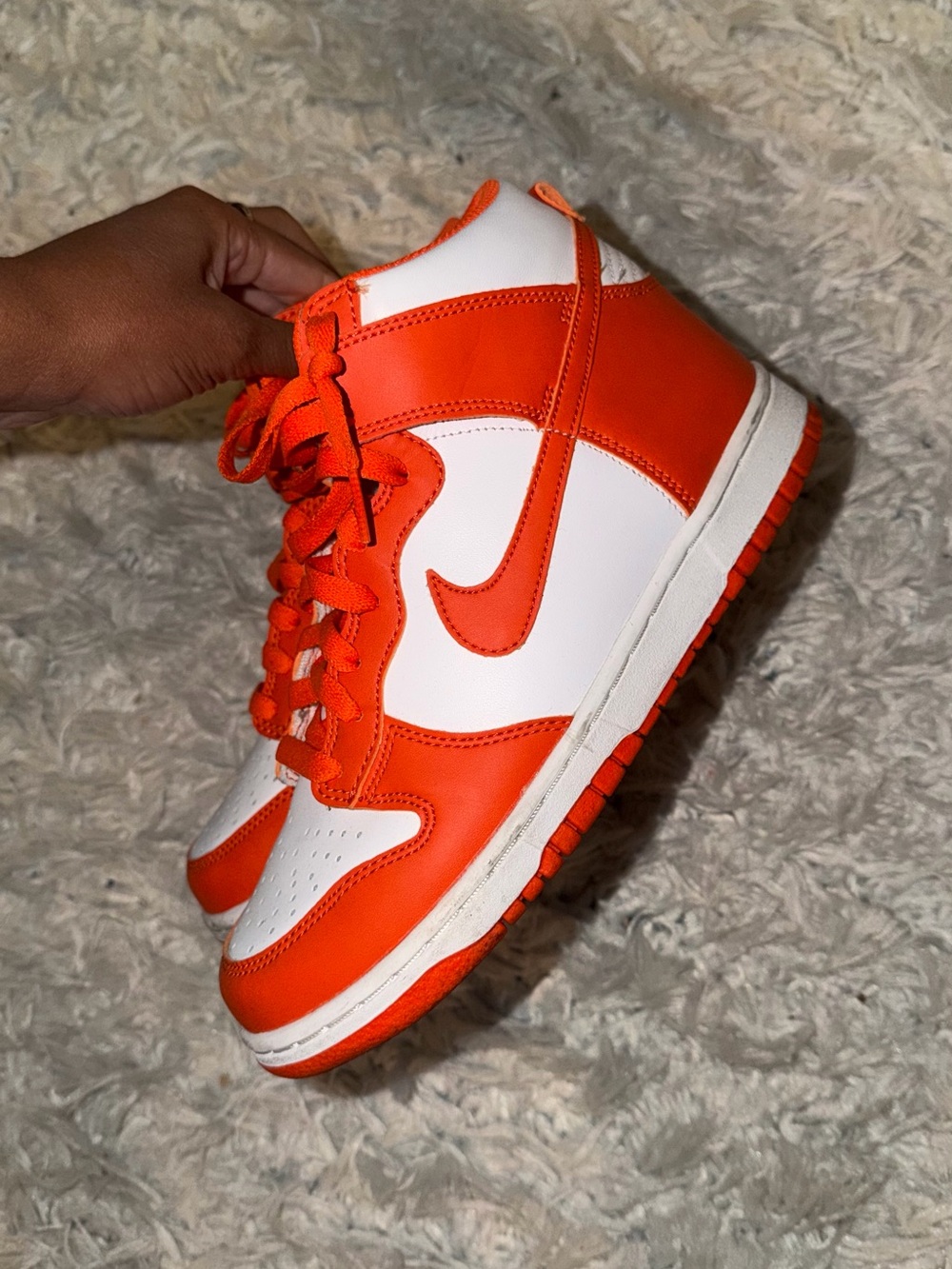 Nike Kids High-Top Sneakers in Orange and White